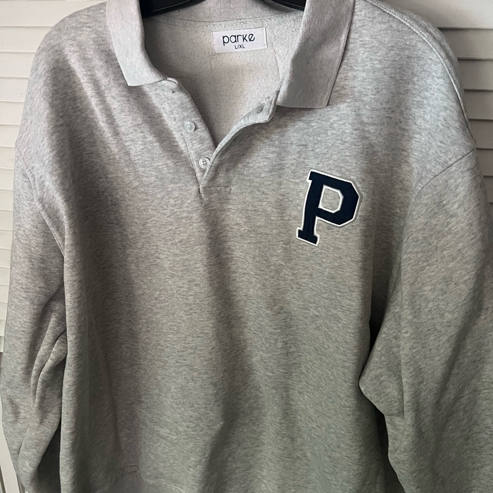 Parke Women's Heather Gray Sweatshirt with Navy Logo